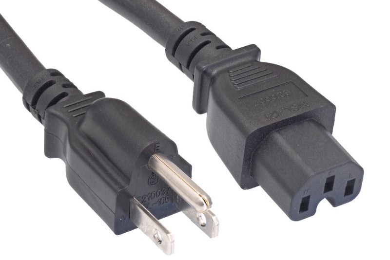 Cablelera North American Power Cord, NEMA 5-15P to IEC320 C15, 3', 14 AWG, 15A, 250V (ZWACPEAD-03) - Image 1